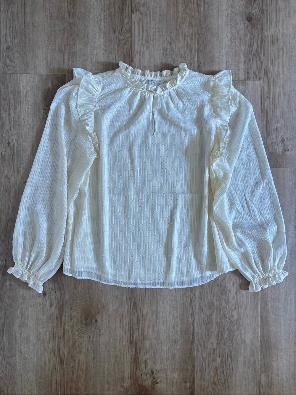 Joie Cream Ruffle Long-Sleeve Blouse Women’s Small
